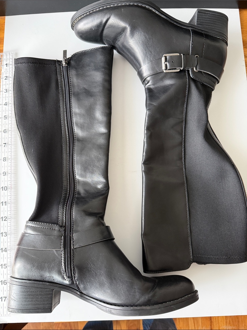 Franco Sarto Classic Black Knee-High Riding Boots - Women's Size 9 Block Heel
